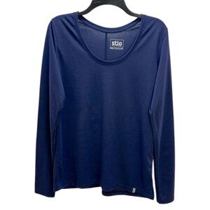 Stio Navy Divide Scooped Neck Tee Medium Long Sleeve Moisture Wicking Staple